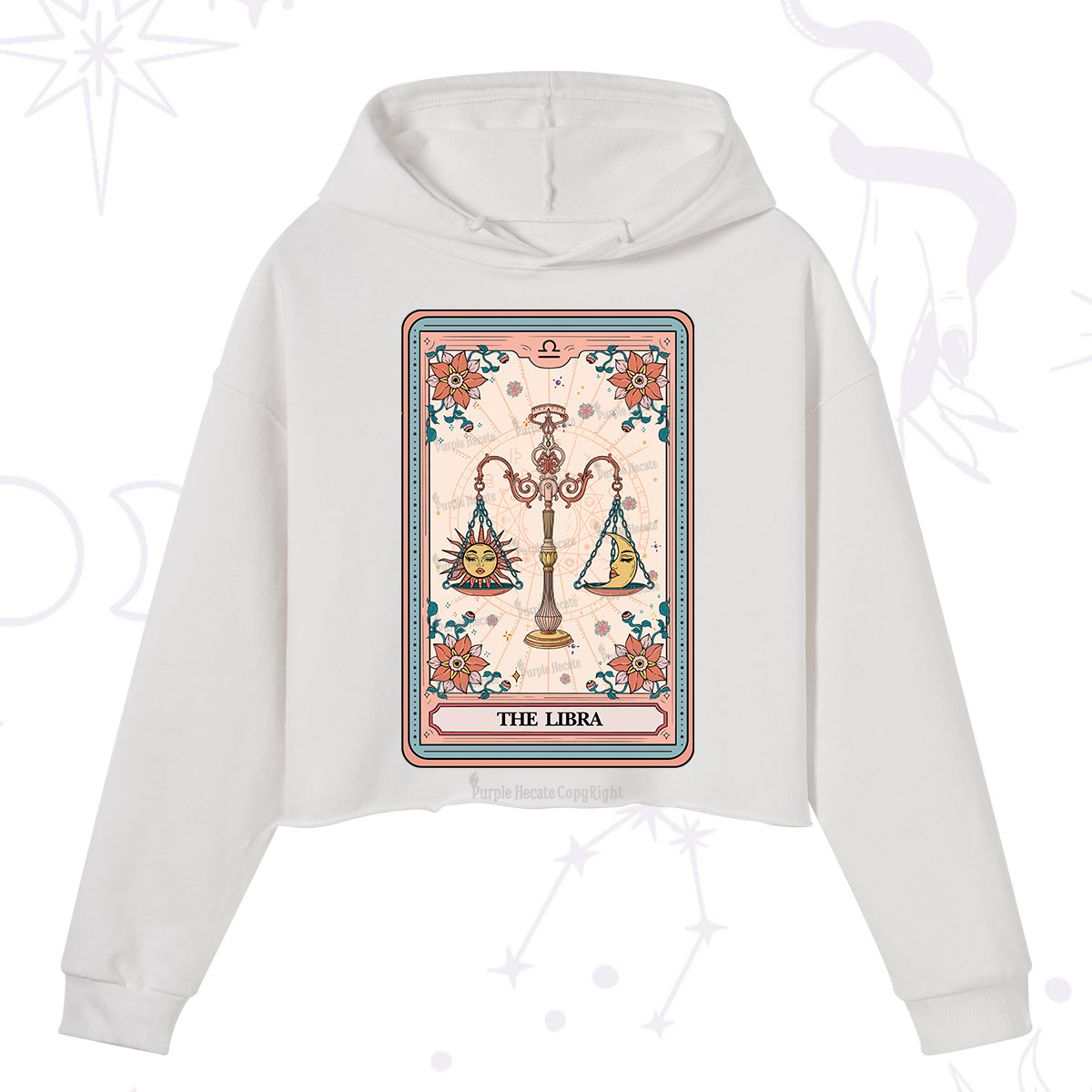 Purplehecate The Libra Tarot Card Crop Hoodie