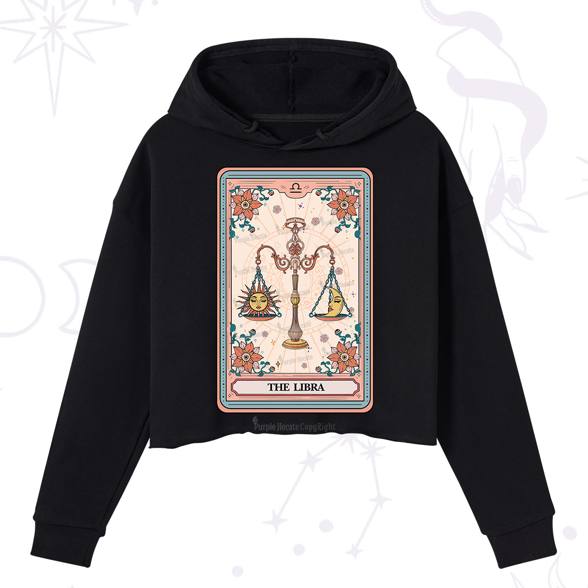 Purplehecate The Libra Tarot Card Crop Hoodie