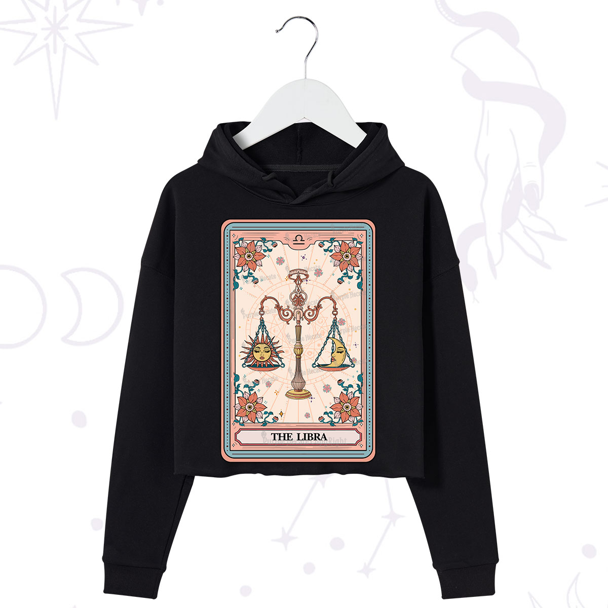 Purplehecate The Libra Tarot Card Crop Hoodie