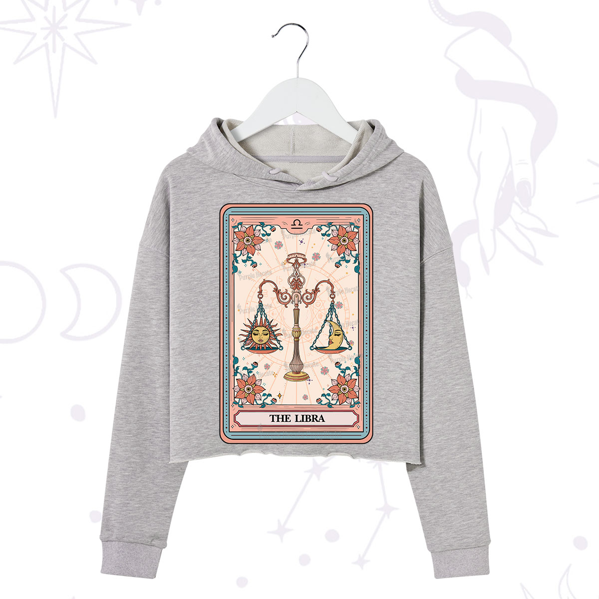 Purplehecate The Libra Tarot Card Crop Hoodie
