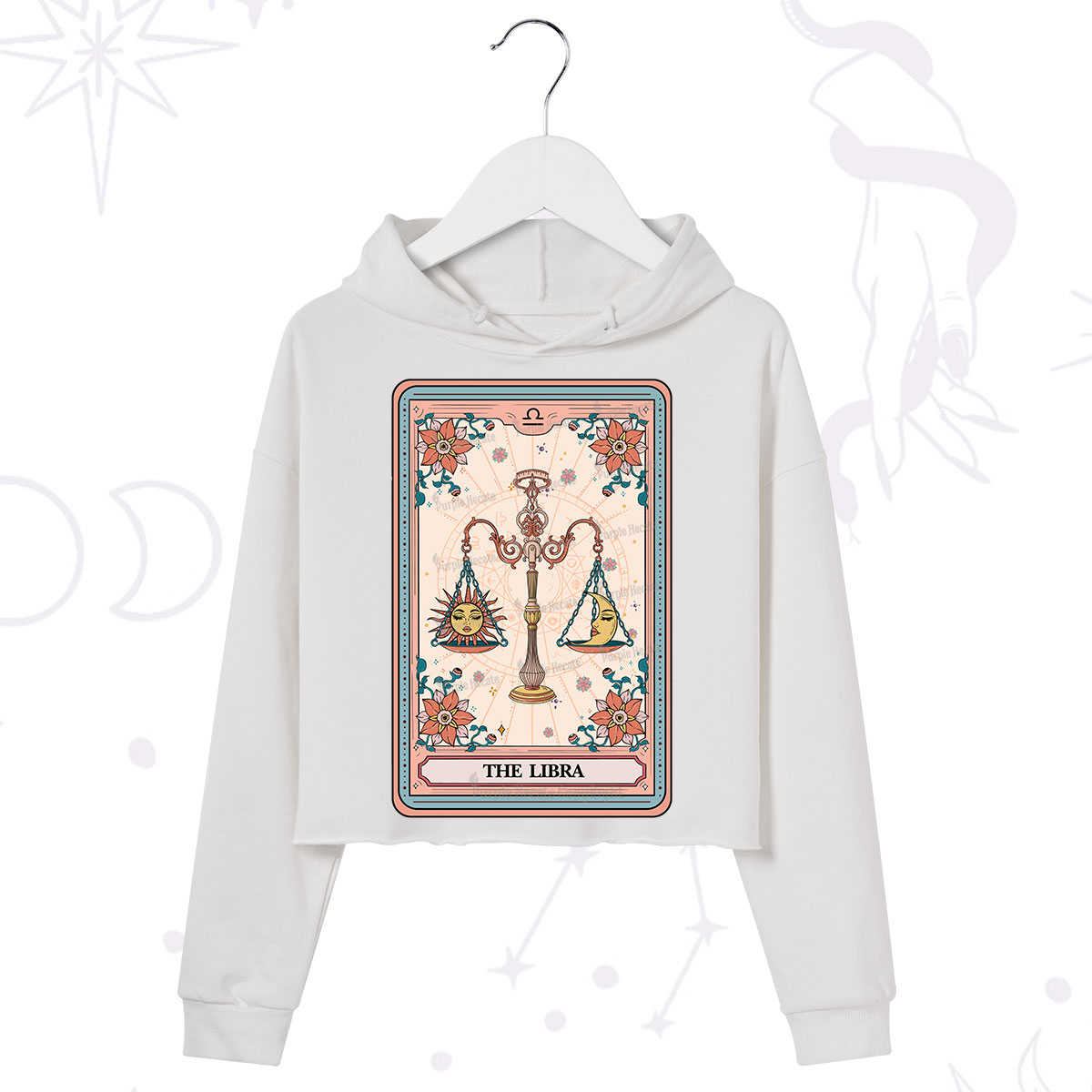 Purplehecate The Libra Tarot Card Crop Hoodie