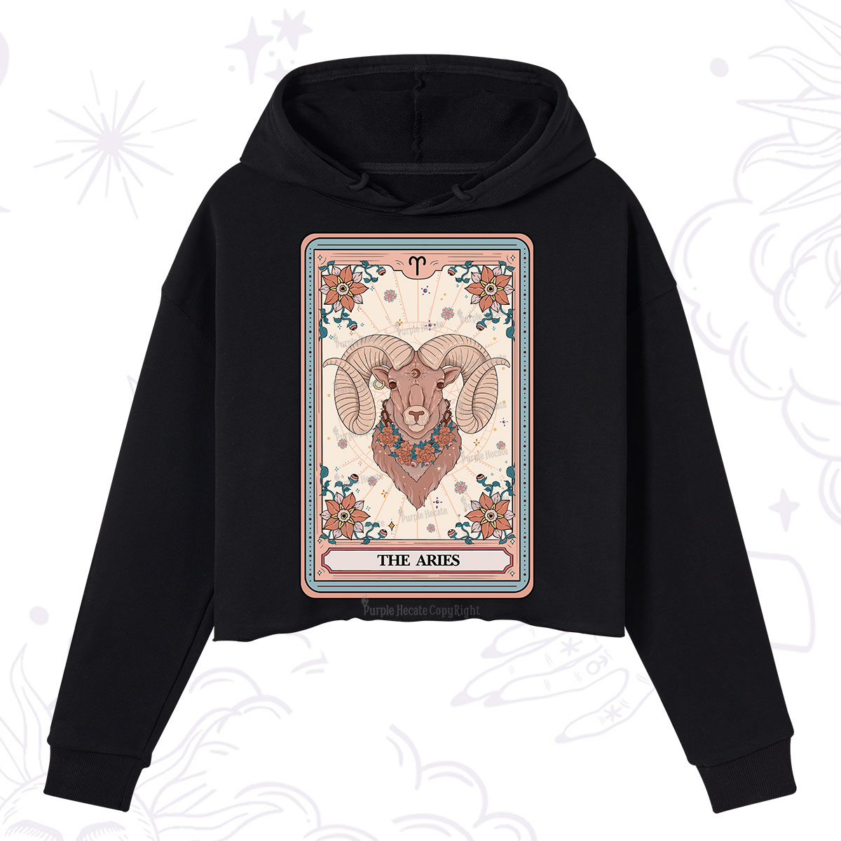 Purplehecate The Aries Tarot Card Crop Hoodie