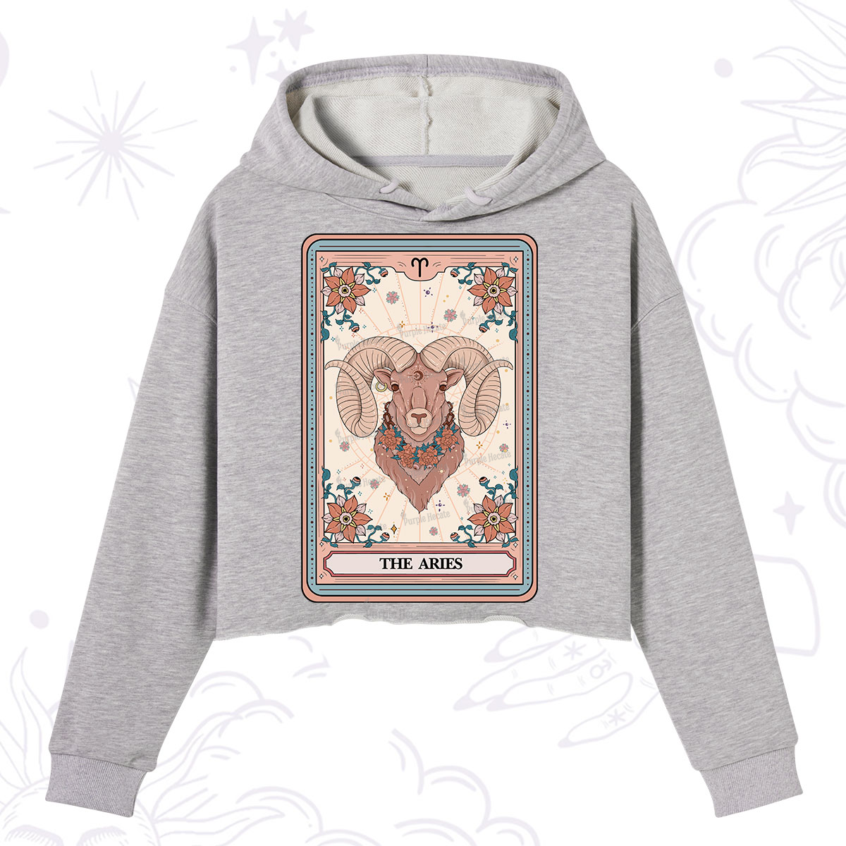 Purplehecate The Aries Tarot Card Crop Hoodie