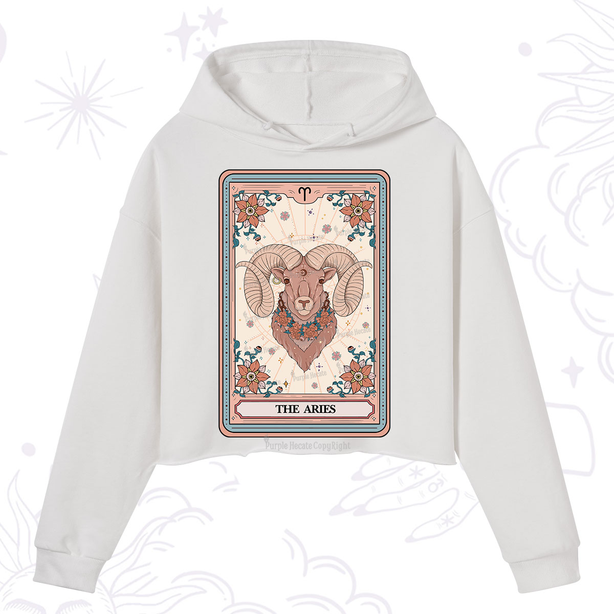 Purplehecate The Aries Tarot Card Crop Hoodie