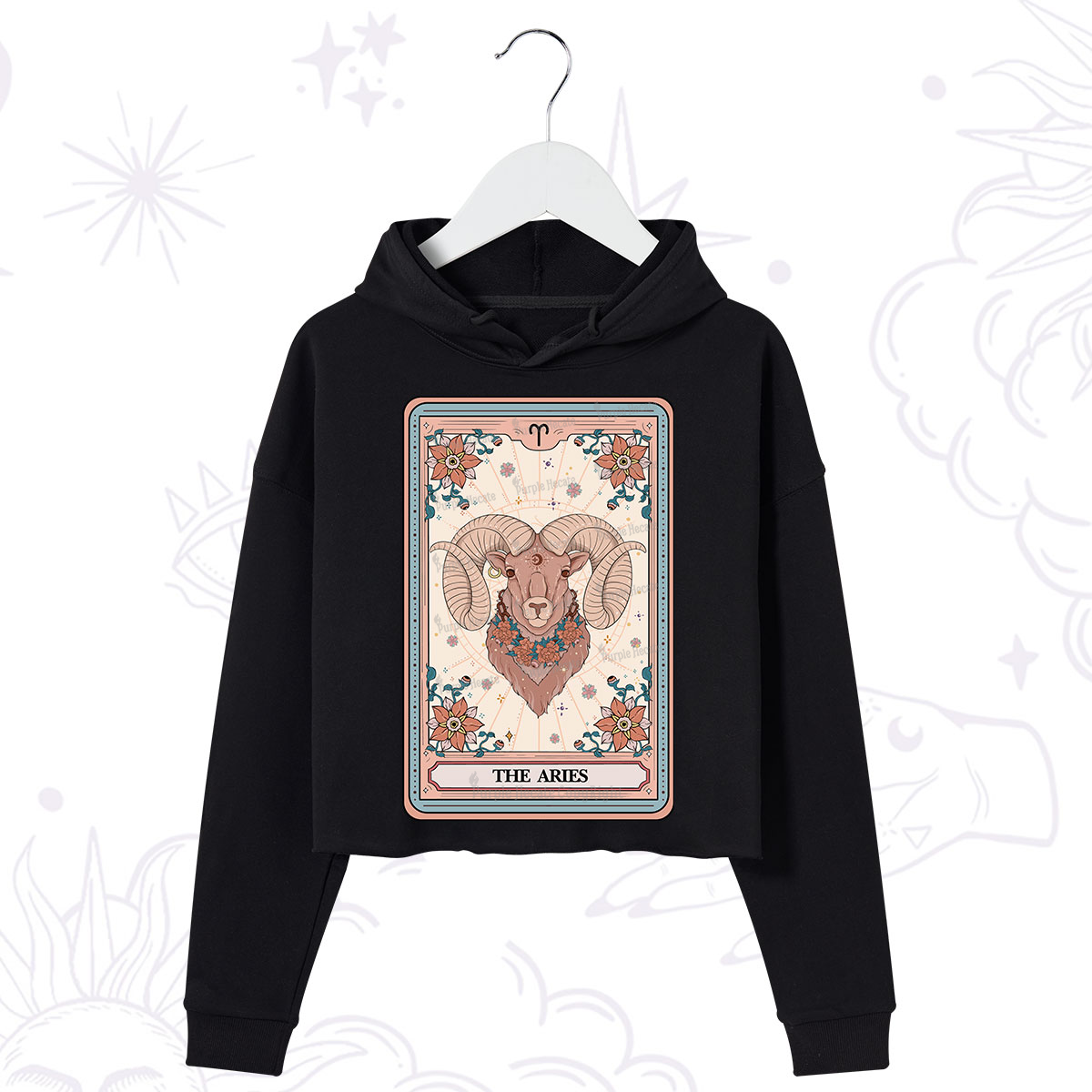 Purplehecate The Aries Tarot Card Crop Hoodie