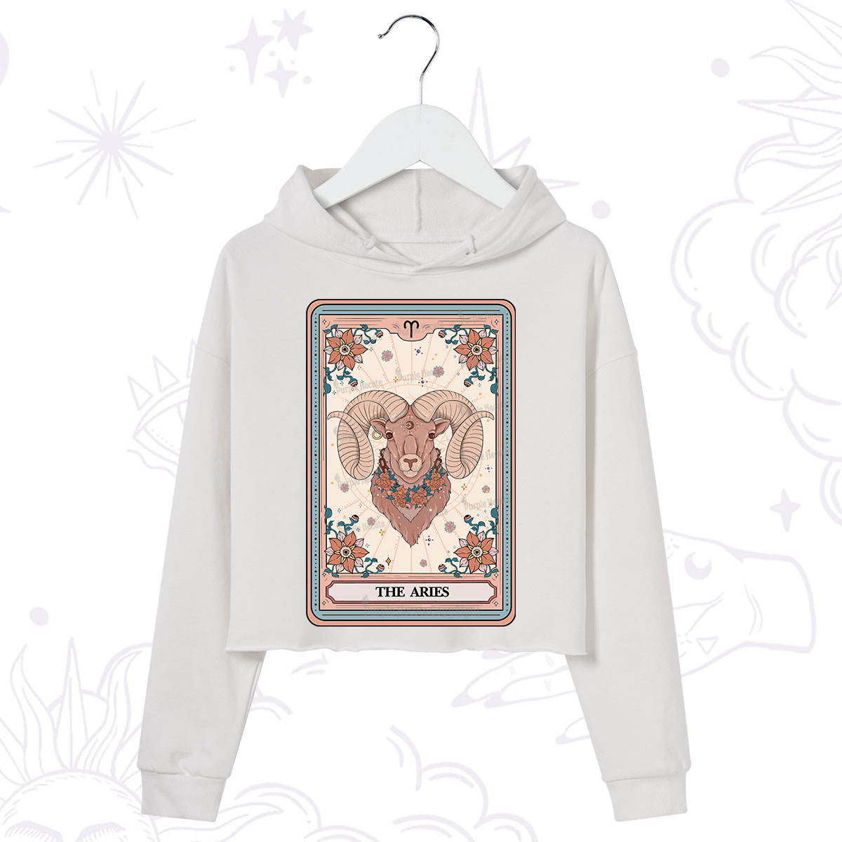 Purplehecate The Aries Tarot Card Crop Hoodie