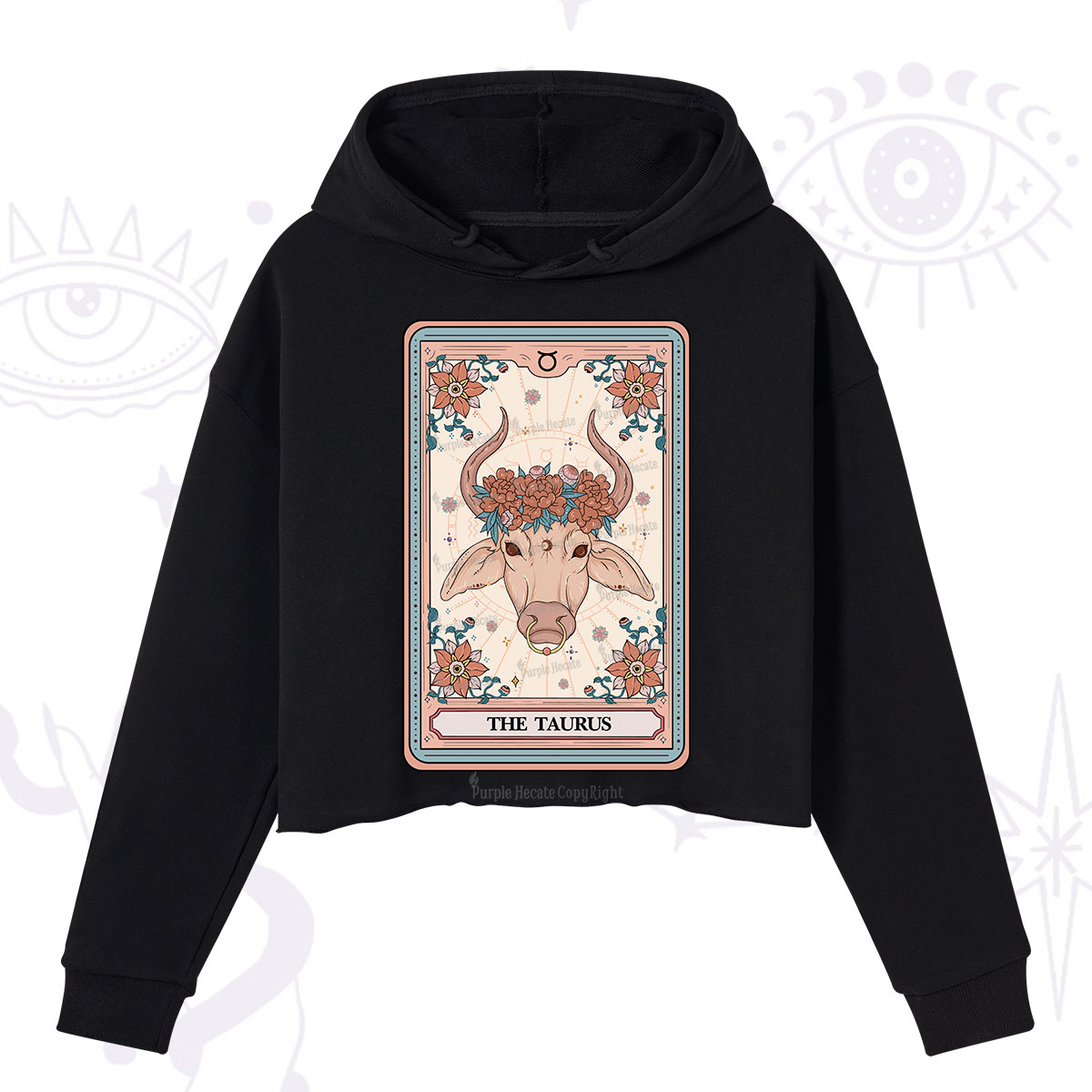 Purplehecate The Taurus Tarot Card Crop Hoodie
