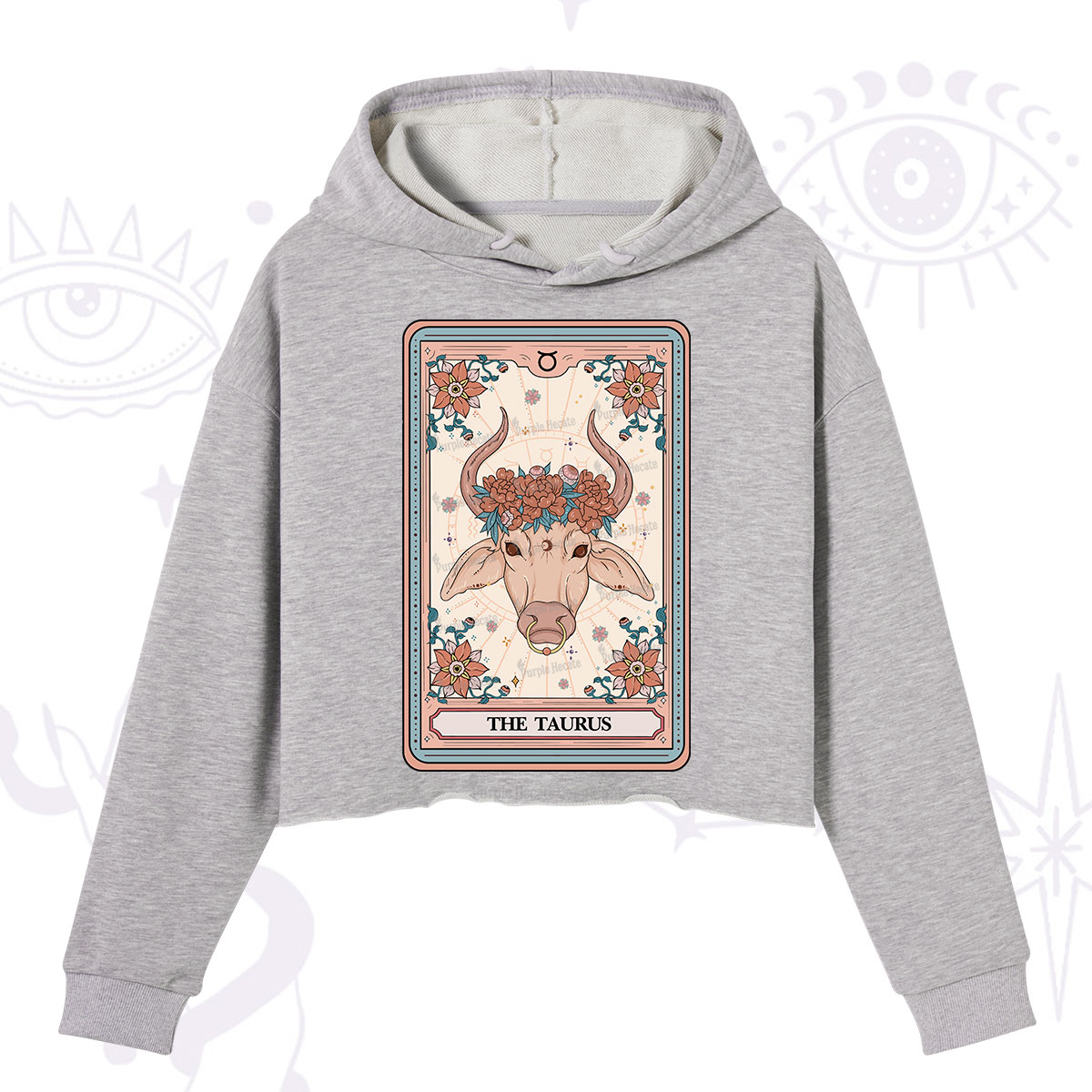 Purplehecate The Taurus Tarot Card Crop Hoodie