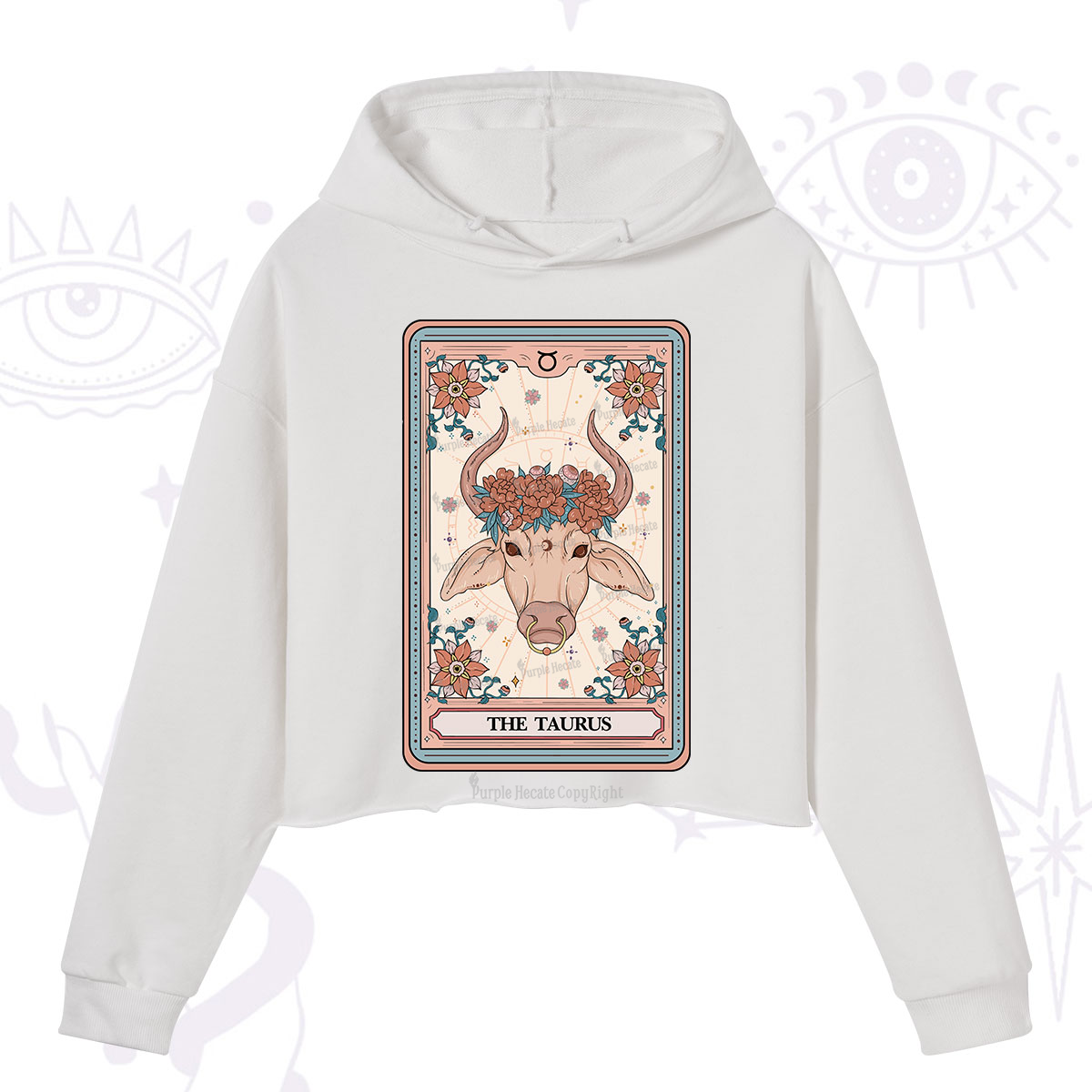 Purplehecate The Taurus Tarot Card Crop Hoodie