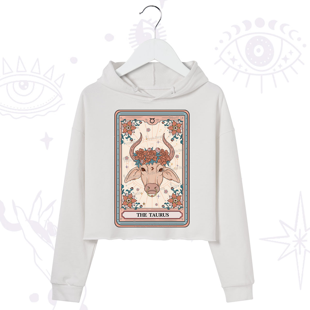 Purplehecate The Taurus Tarot Card Crop Hoodie