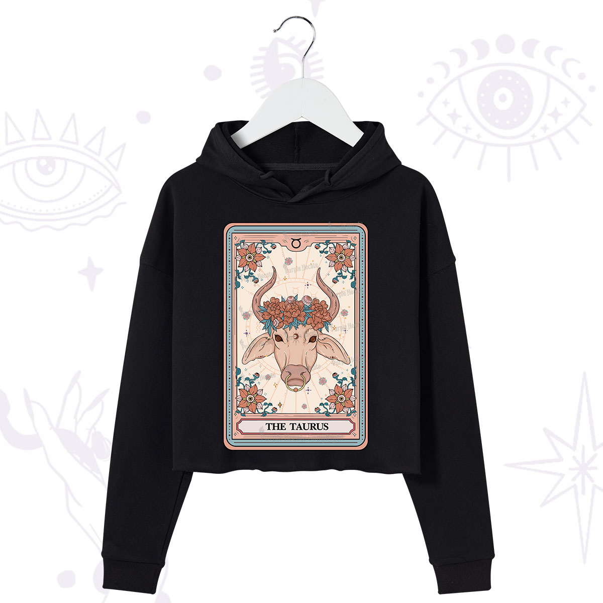 Purplehecate The Taurus Tarot Card Crop Hoodie