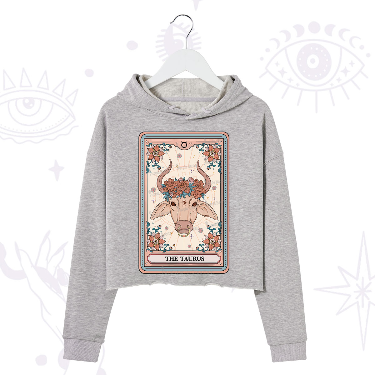 Purplehecate The Taurus Tarot Card Crop Hoodie
