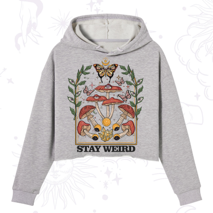 Purplehecate Stay Weird Crop Hoodie