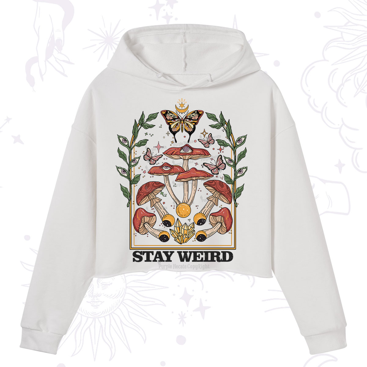 Purplehecate Stay Weird Crop Hoodie