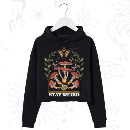 Purplehecate Stay Weird Crop Hoodie