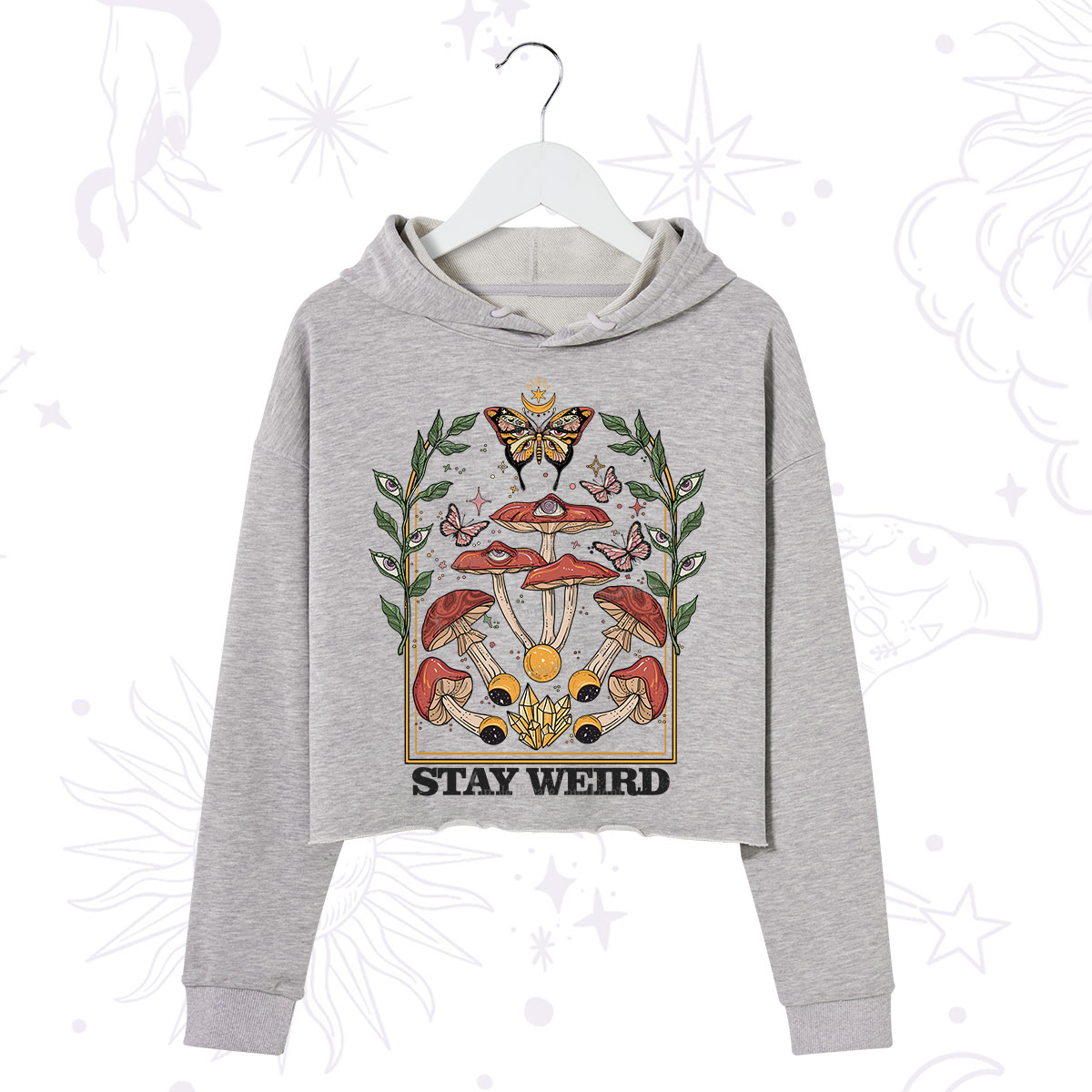 Purplehecate Stay Weird Crop Hoodie