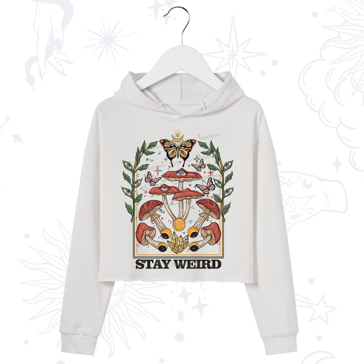 Purplehecate Stay Weird Crop Hoodie