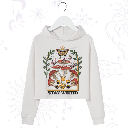 Purplehecate Stay Weird Crop Hoodie