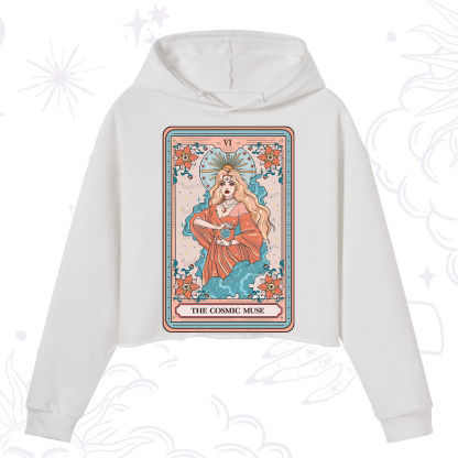 Purplehecate The Cosmic Muse Tarot Card Crop Hoodie