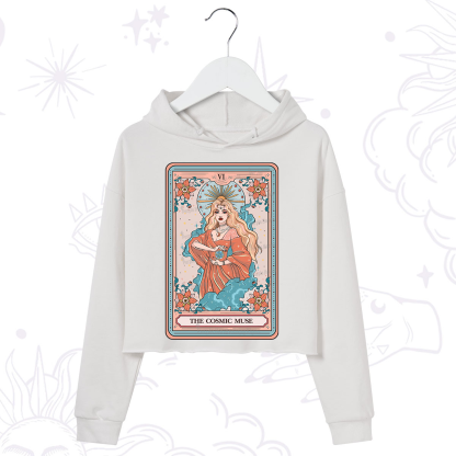 Purplehecate The Cosmic Muse Tarot Card Crop Hoodie