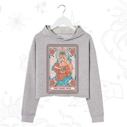 Purplehecate The Cosmic Muse Tarot Card Crop Hoodie
