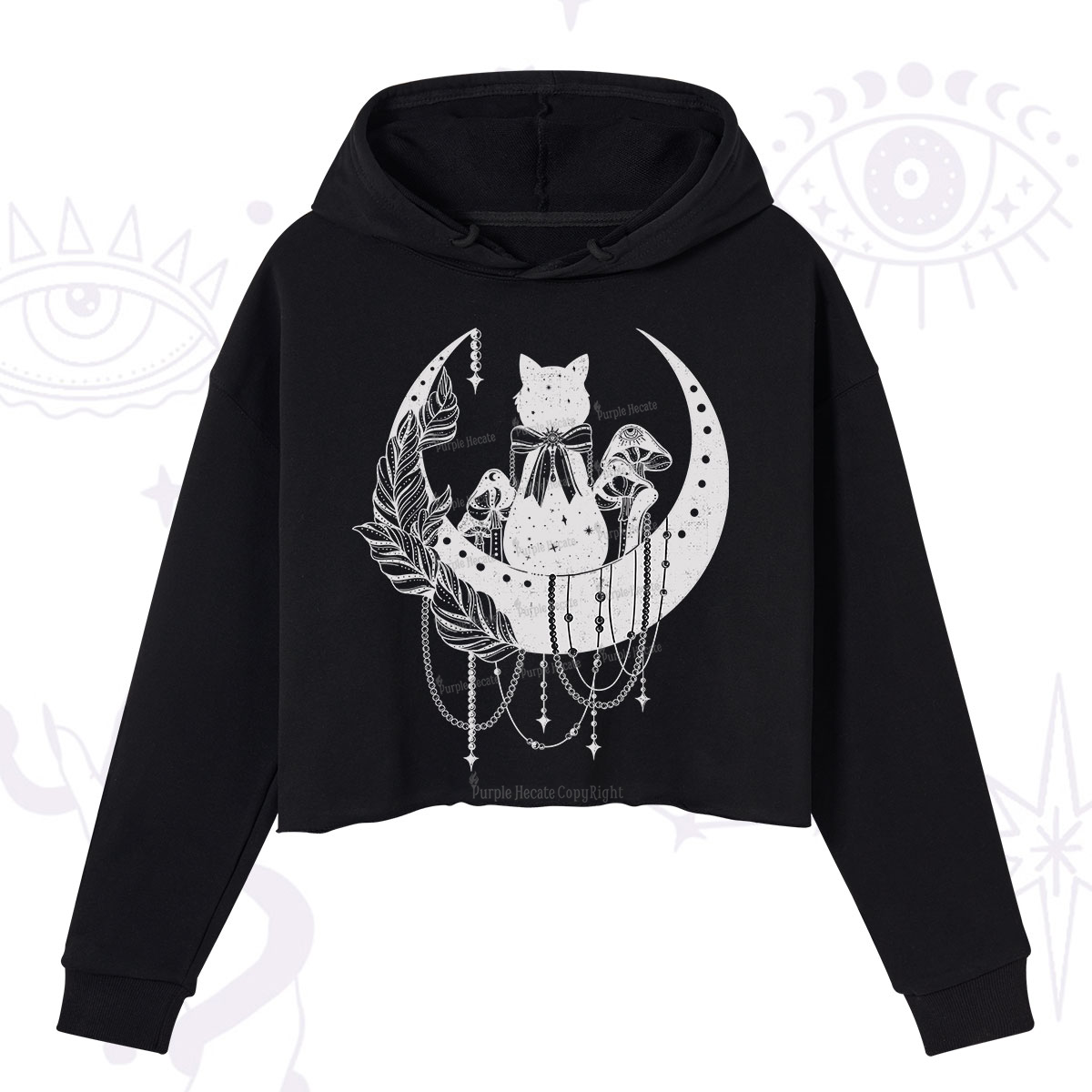 Purplehecate Hecate's Triple Moon Crop Hoodie