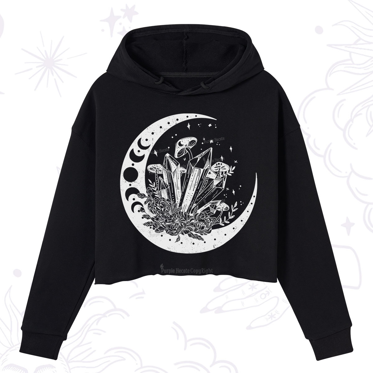 Purplehecate Moonshine and Crystal Crop Hoodie