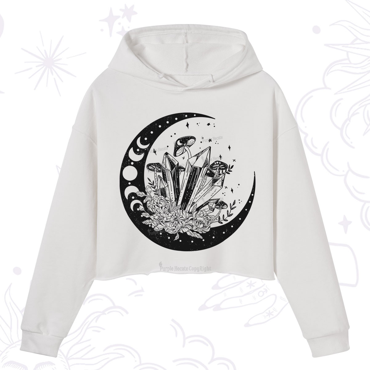 Purplehecate Moonshine and Crystal Crop Hoodie