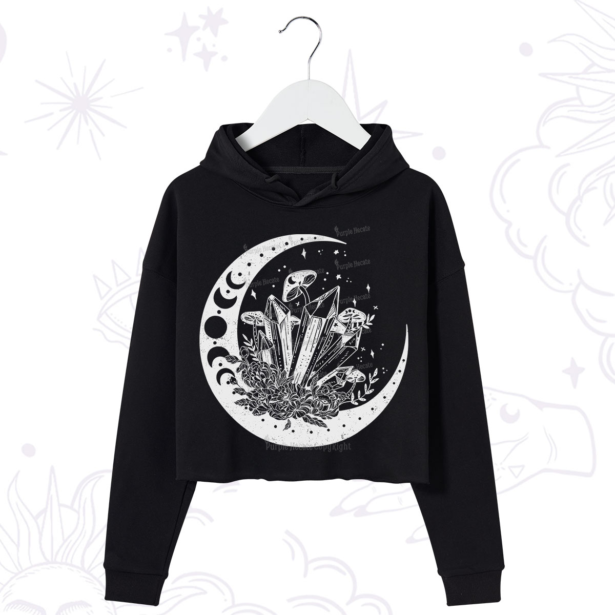 Purplehecate Moonshine and Crystal Crop Hoodie