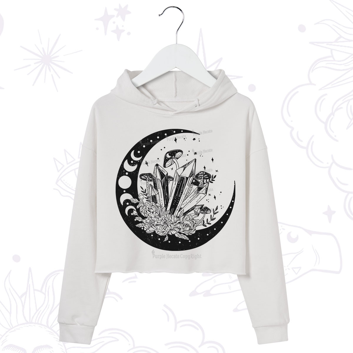 Purplehecate Moonshine and Crystal Crop Hoodie