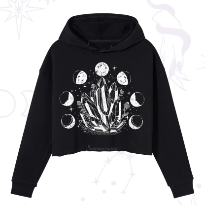 Purplehecate Crystals and Moon Phases Crop Hoodie