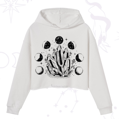 Purplehecate Crystals and Moon Phases Crop Hoodie
