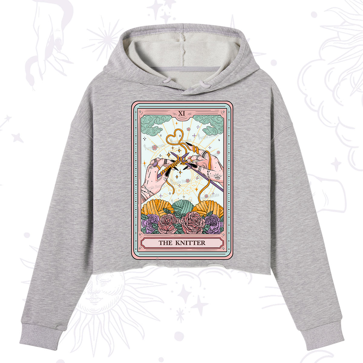 Purplehecate The Knitter Tarot Card Crop Hoodie
