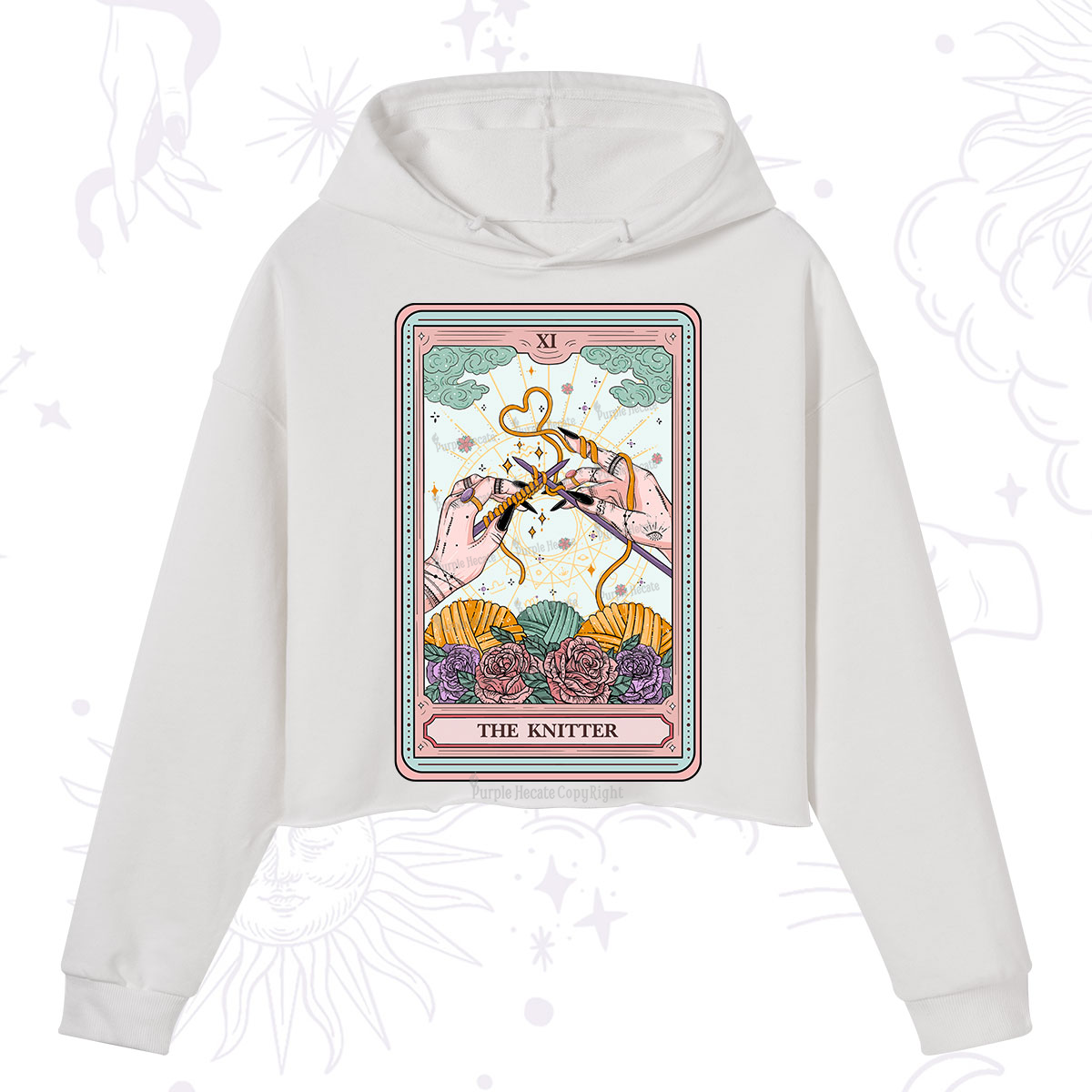 Purplehecate The Knitter Tarot Card Crop Hoodie