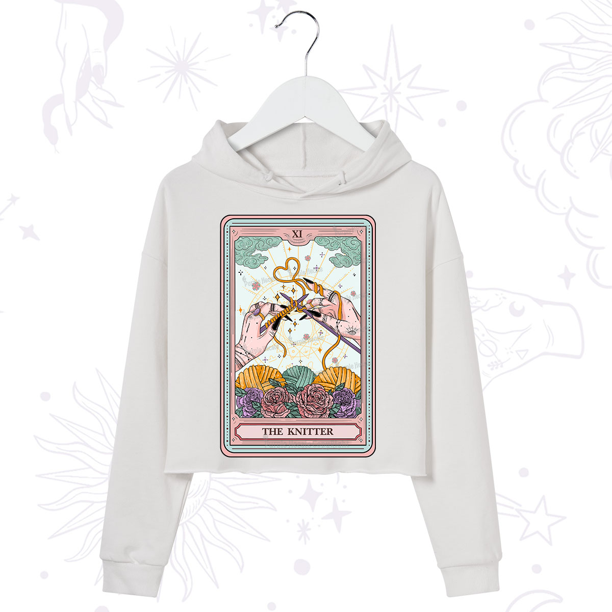 Purplehecate The Knitter Tarot Card Crop Hoodie