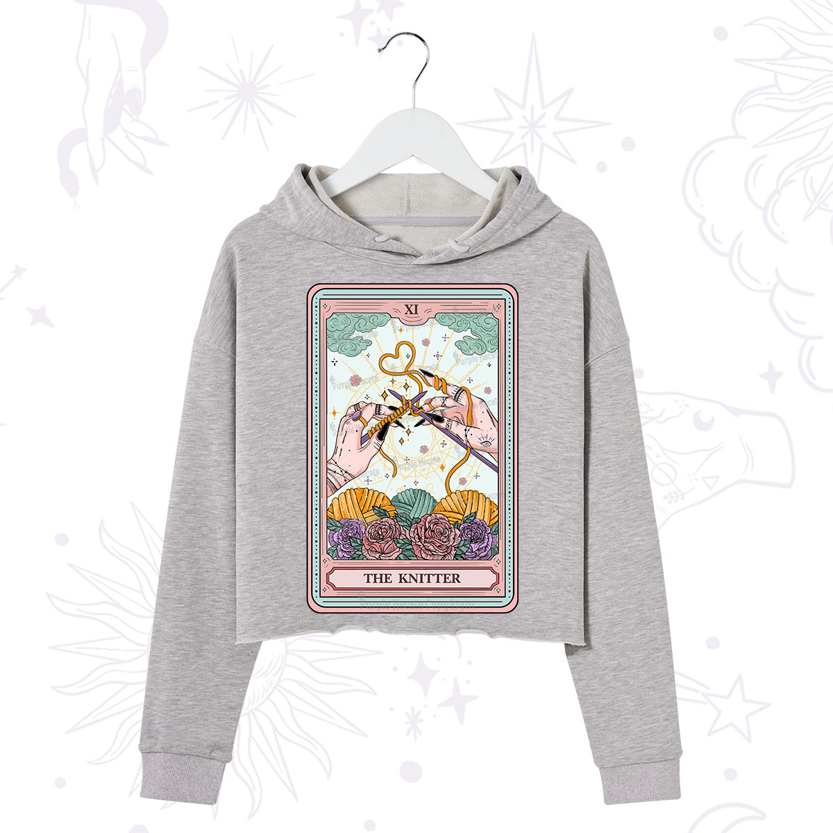 Purplehecate The Knitter Tarot Card Crop Hoodie