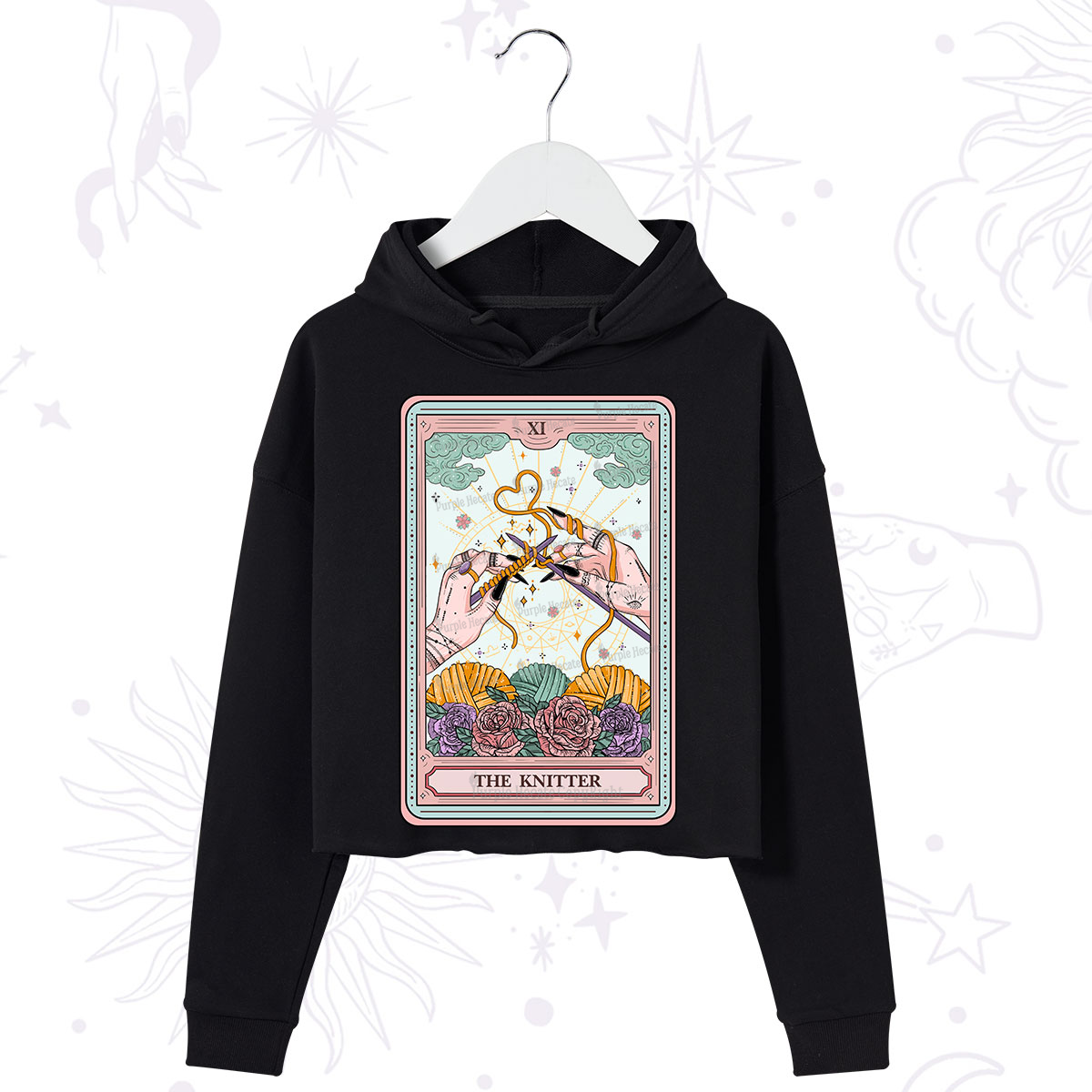 Purplehecate The Knitter Tarot Card Crop Hoodie