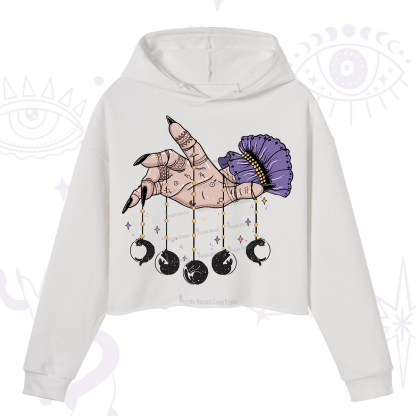 Purplehecate Feline Lunar Phases Crop Hoodie