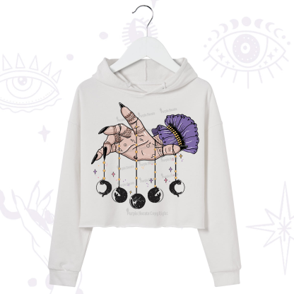 Purplehecate Feline Lunar Phases Crop Hoodie