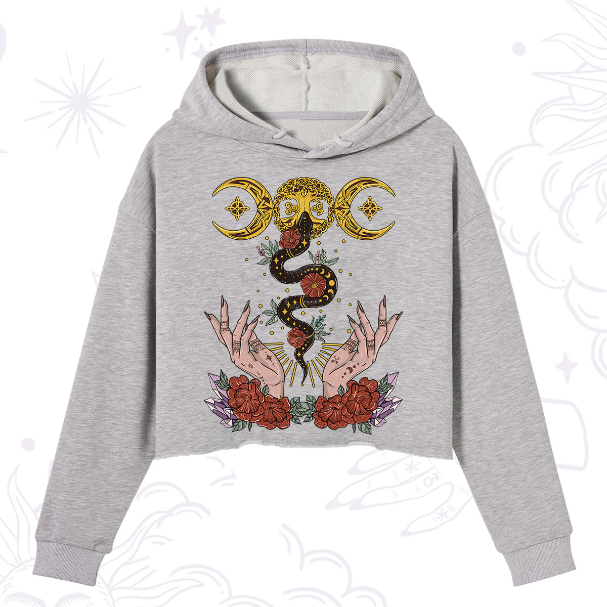Purplehecate Lunar Bloom Crop Hoodie