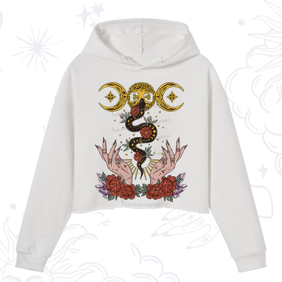Purplehecate Lunar Bloom Crop Hoodie
