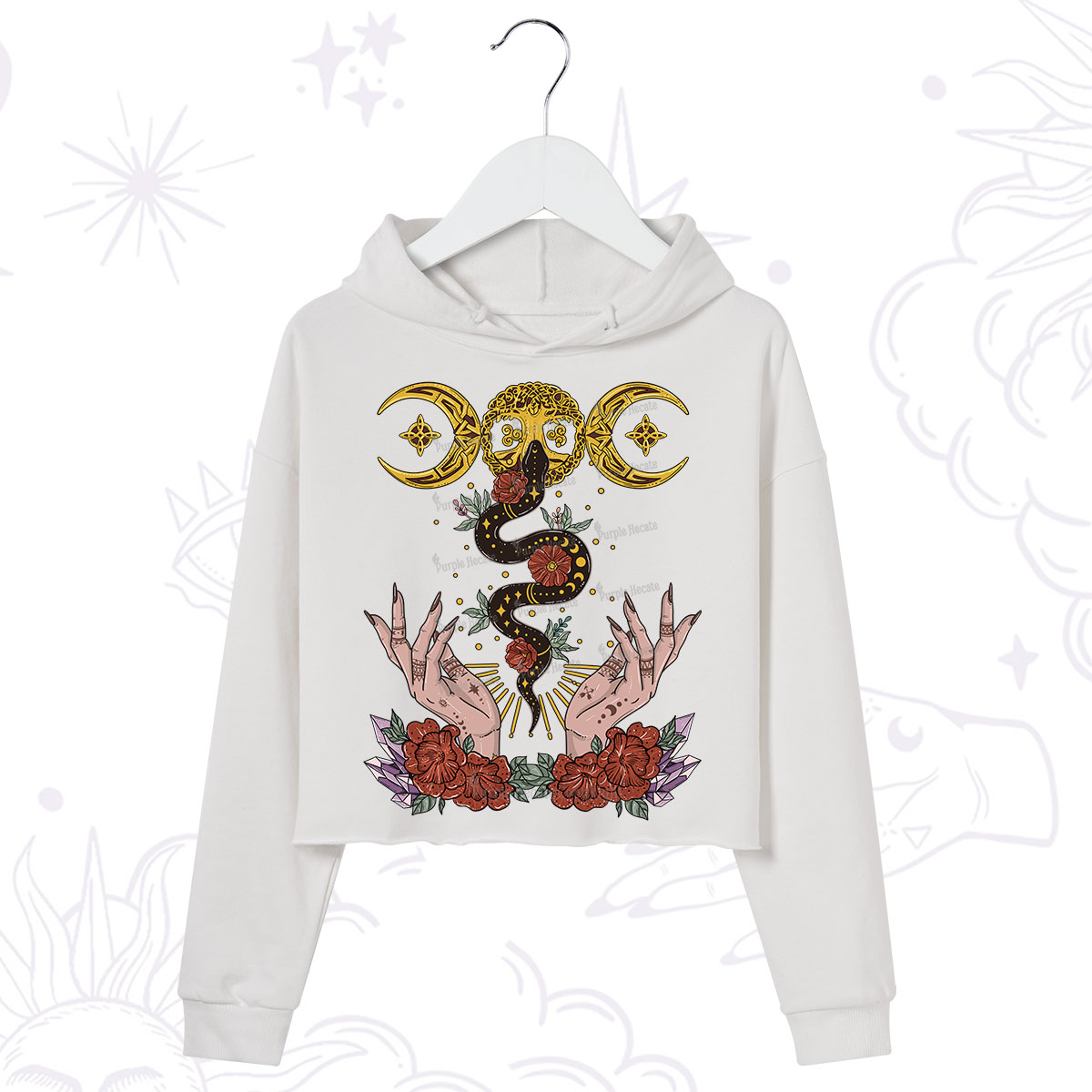 Purplehecate Lunar Bloom Crop Hoodie