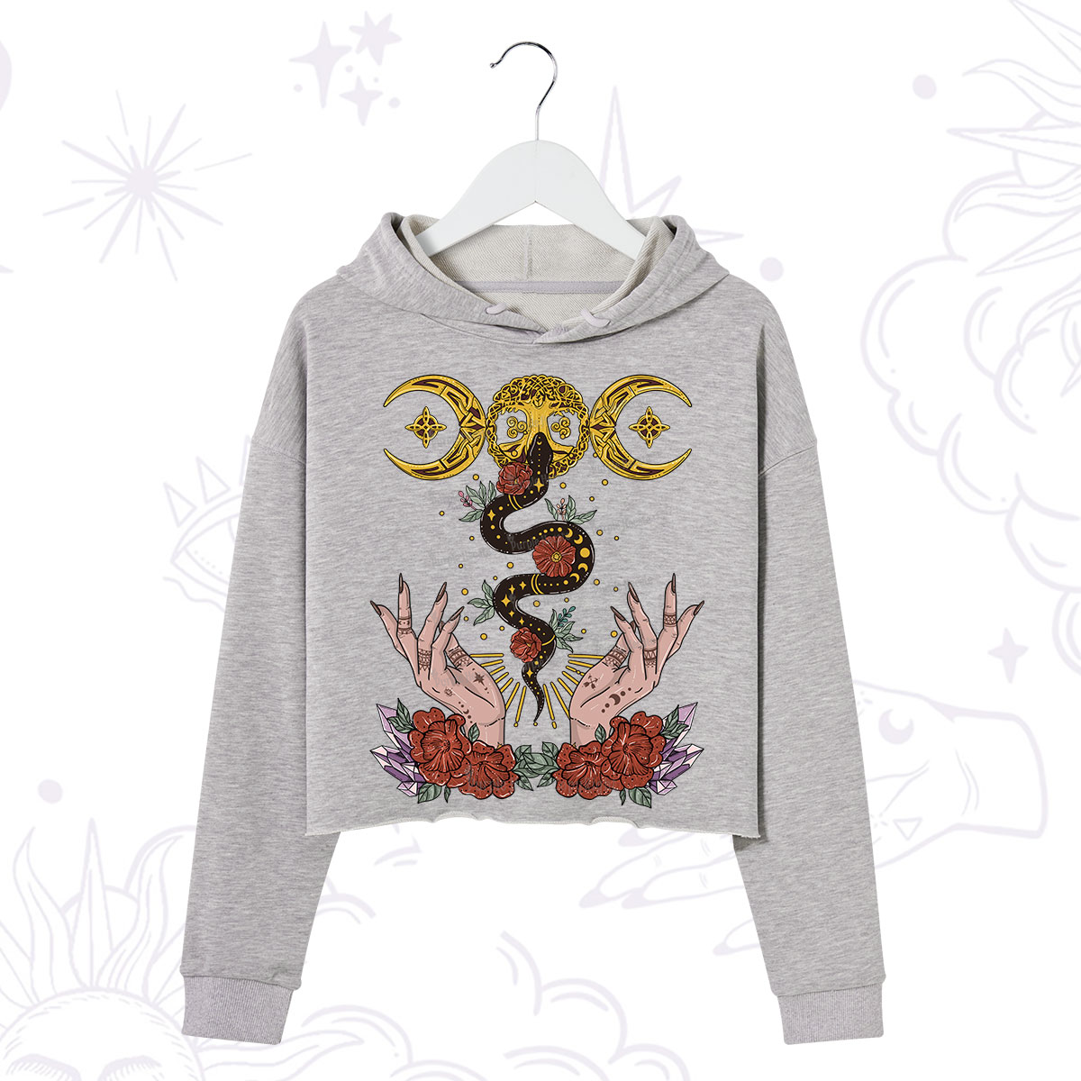 Purplehecate Lunar Bloom Crop Hoodie