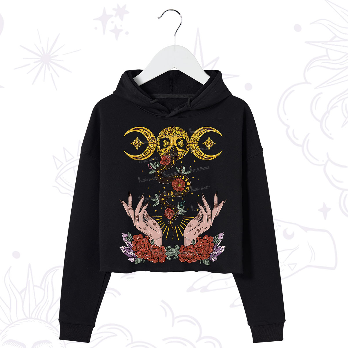 Purplehecate Lunar Bloom Crop Hoodie