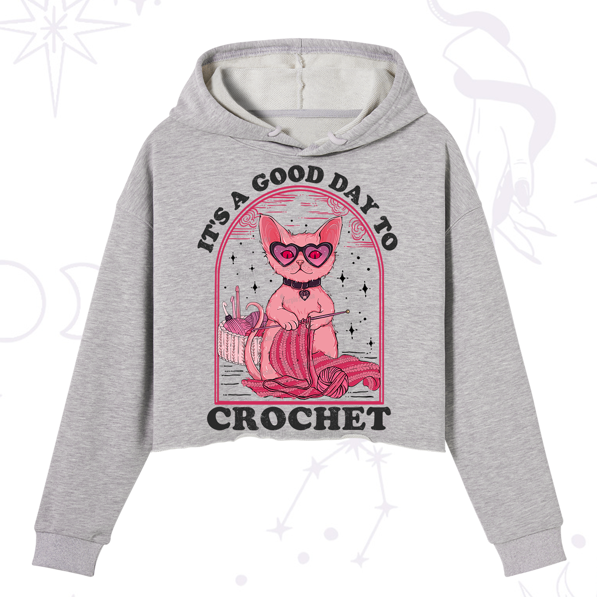 Purplehecate It's A Good Day To Crochet Crop Hoodie