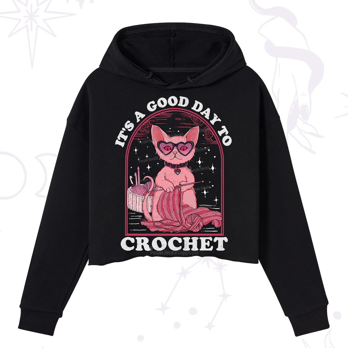 Purplehecate It's A Good Day To Crochet Crop Hoodie