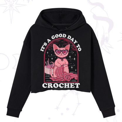 Purplehecate It's A Good Day To Crochet Crop Hoodie