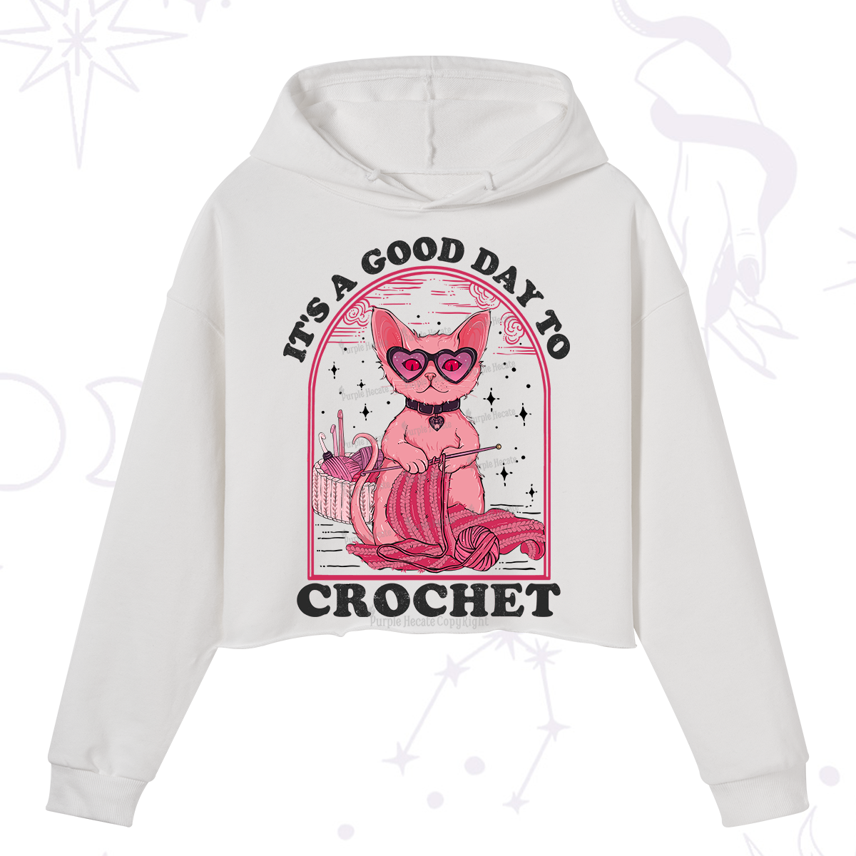 Purplehecate It's A Good Day To Crochet Crop Hoodie