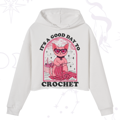 Purplehecate It's A Good Day To Crochet Crop Hoodie
