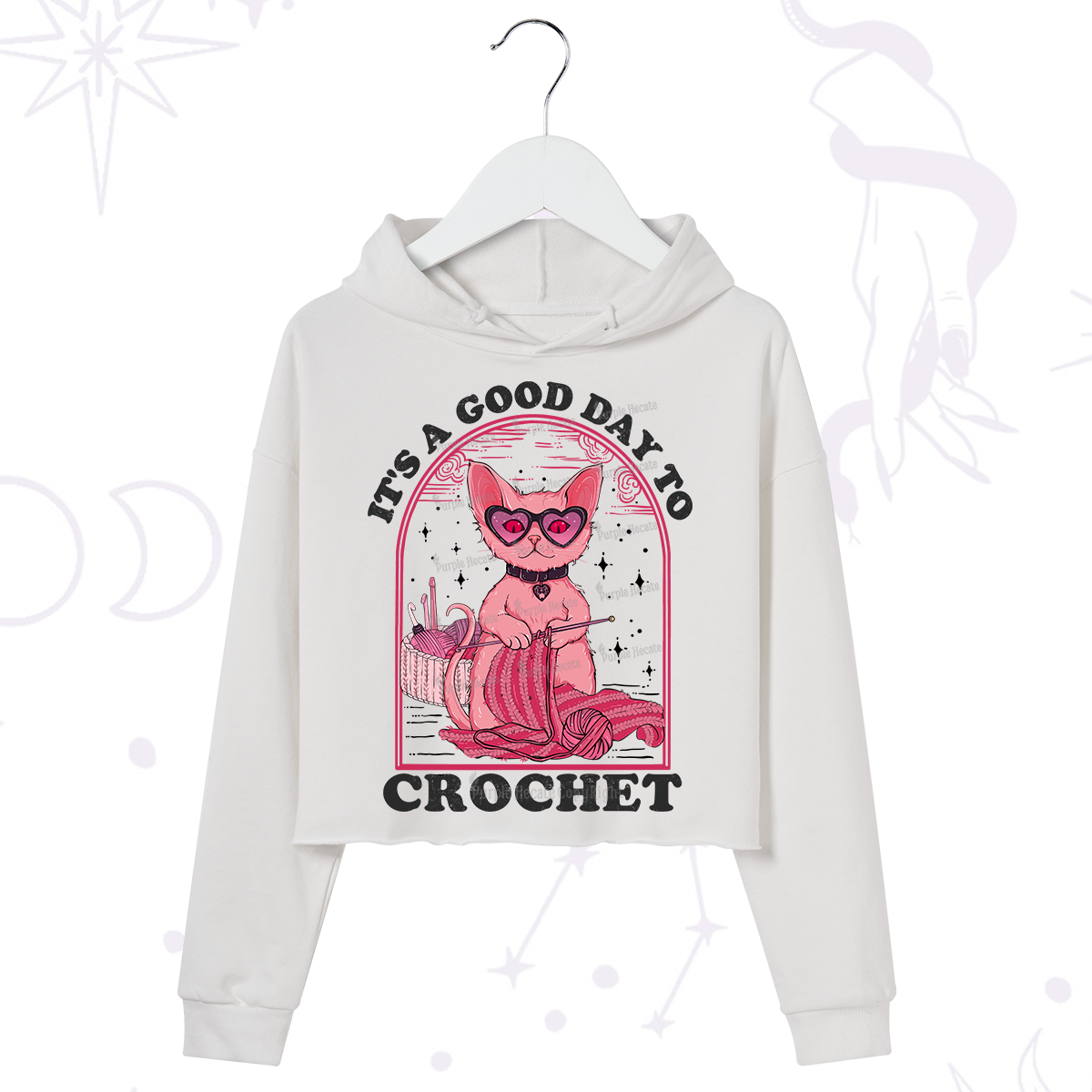 Purplehecate It's A Good Day To Crochet Crop Hoodie